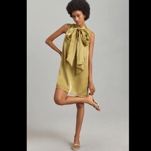 Anthropologie Endless Rose Sleeveless Organza Bow Mini Dress